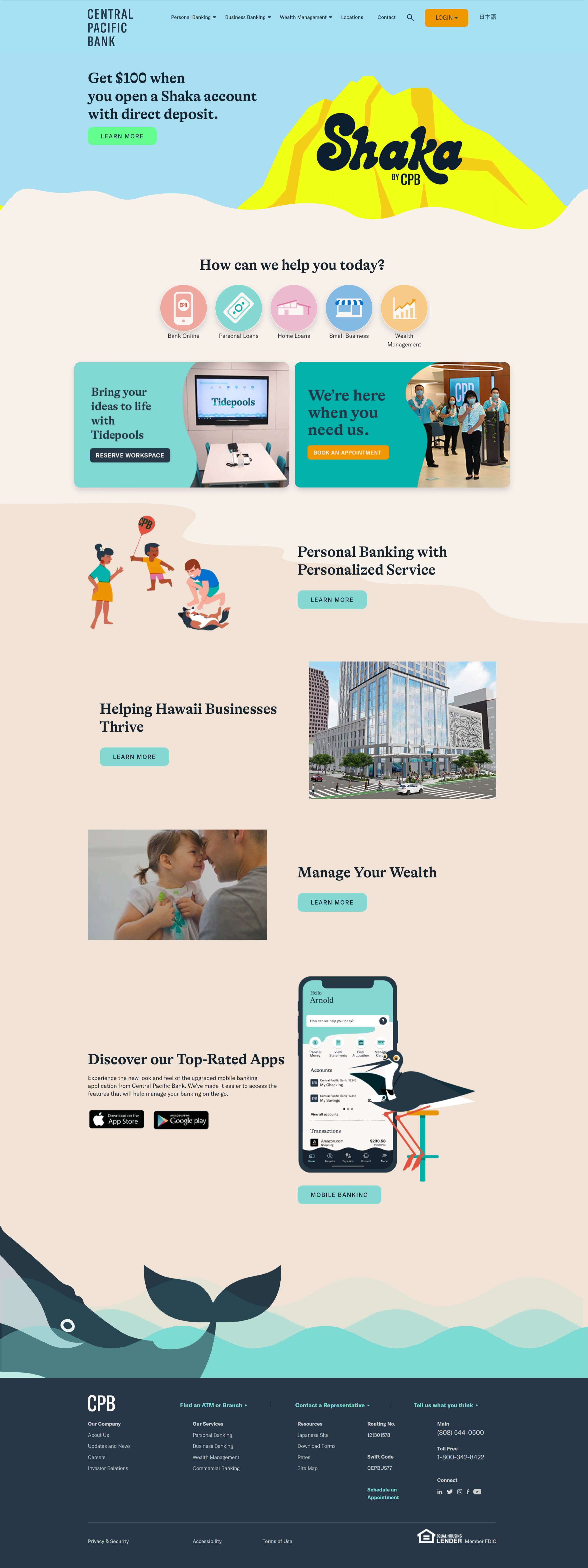 Central Pacific Bank Website Full Page